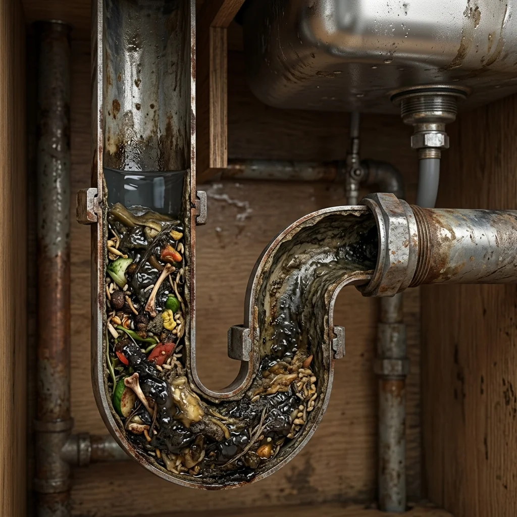 싱크대 배관 기름때 막힘