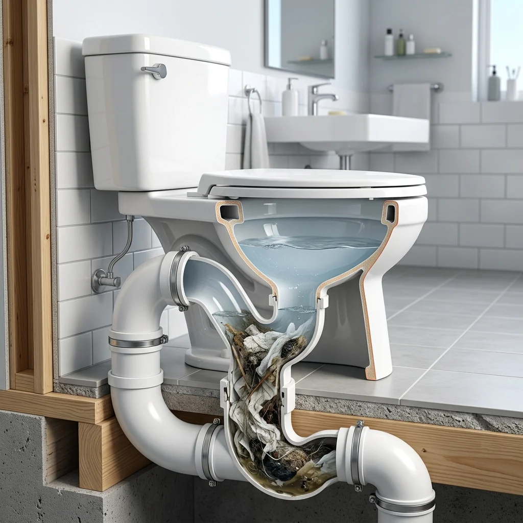 변기 S자 배관 막힘 구조