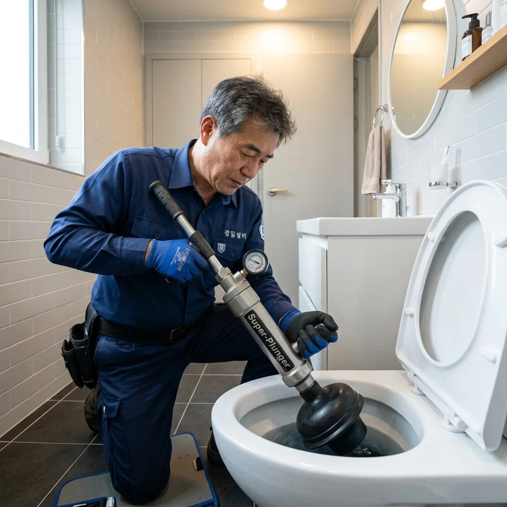 전문 수중 펌프와 흡입기를 이용한 변기 막힘 해결